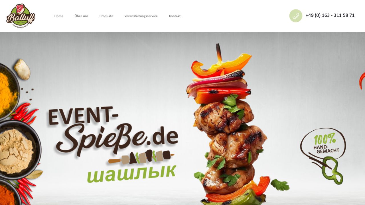 Logodesign, Hosting, Webdesign, Fahrzeugbeschriftung und Troubleshooting mit dem ehemaligen Hostinganbieter inkl. Rettung diverser Domains für die Balluff Handelsagentur / Eventspiesse.de