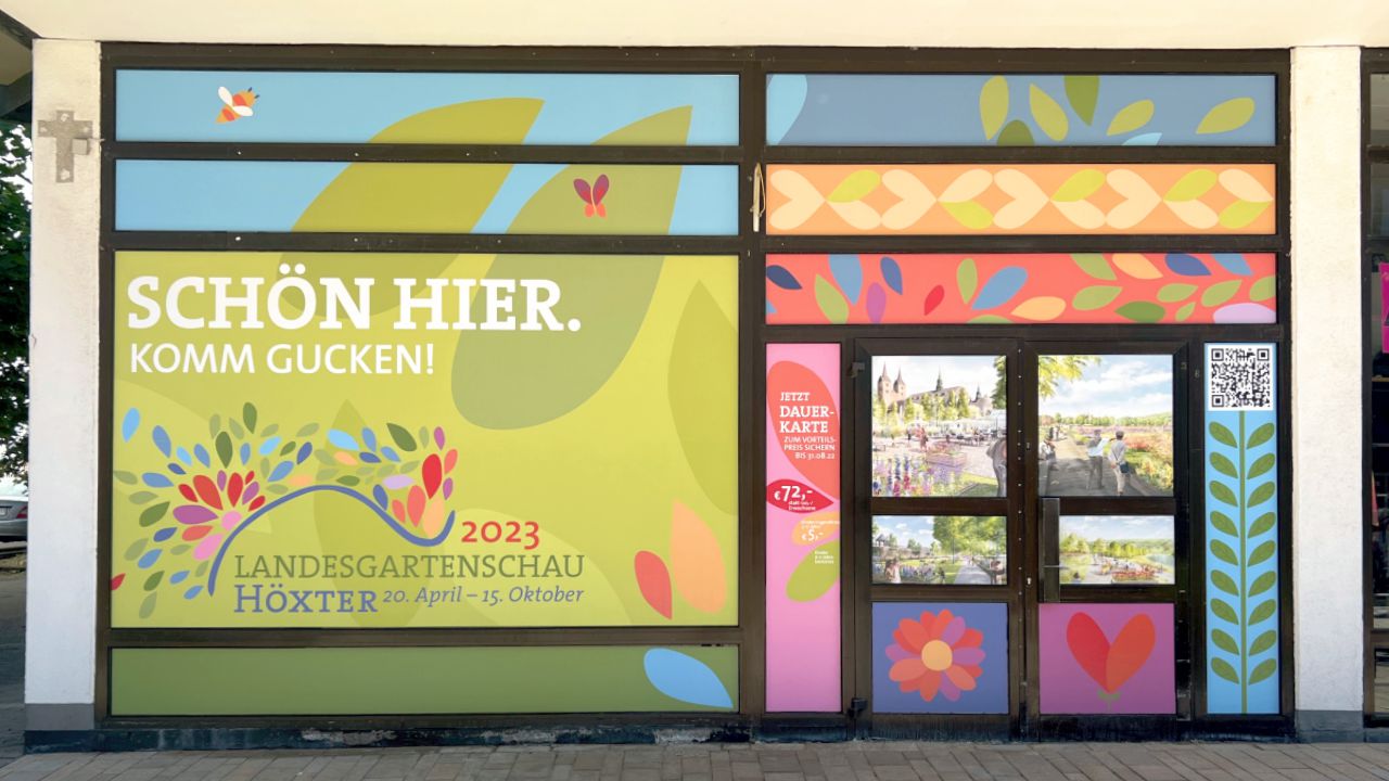 Schaufensterbeschriftung für die Landesgartenschau 