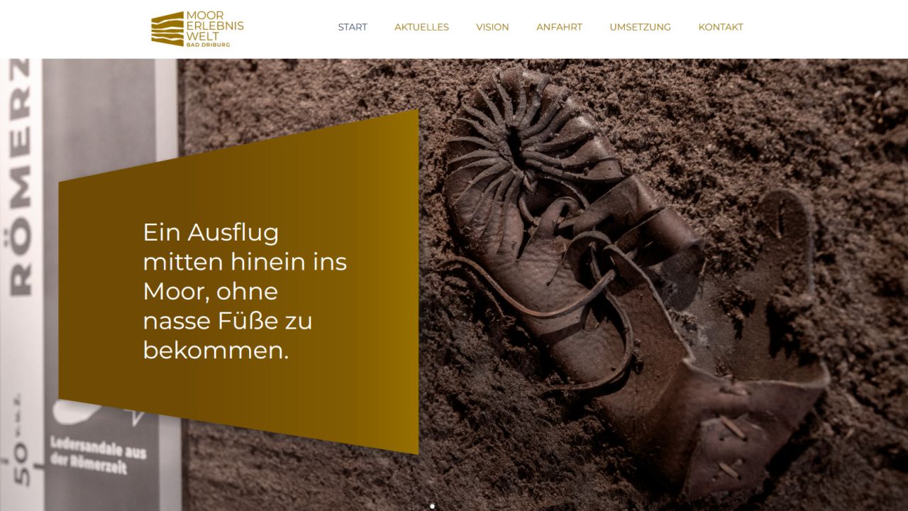 html5 Webdesign, Hosting, Domains unsd Landingpage für die MoorElebnisWelt in Bad Driburg mit responsive Design 