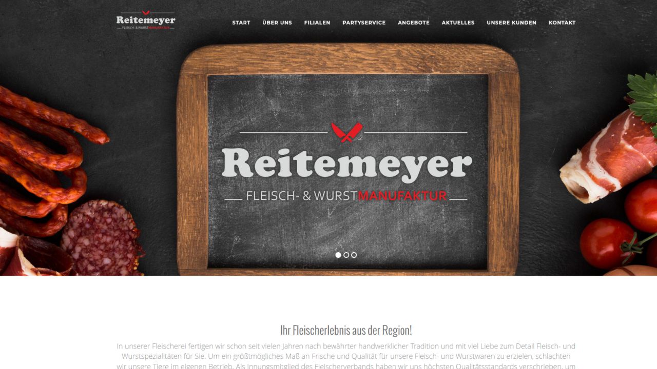 Neue Webseite / Internetseite für Fleischerei Reitemeyer mit mobilem Webdesign 